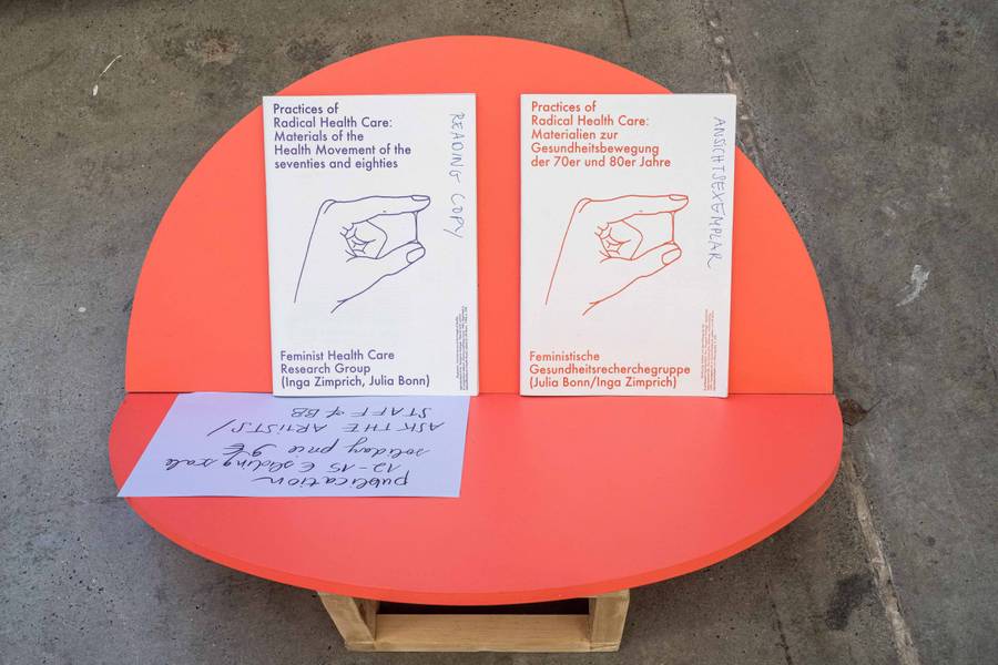 Feminist Health Care Research Group (Inga Zimprich/Julia Bonn), installation view exp. 2: Virginia de Medeiros – Feminist Health Care Research Group, 11th Berlin Biennale c/o ExRotaprint, photo: Mathias Völzke
