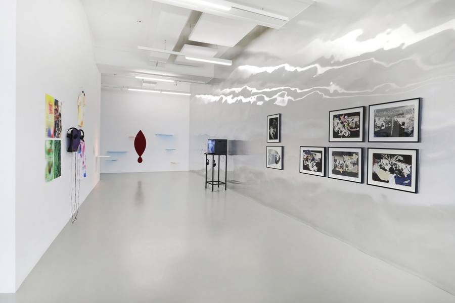 Edgar Calel, FCNN – Feminist Collective With No Name (Dina El Kaisy Friemuth/Anita Beikpour) with Neda Sanai, Osías Yanov and Sirenes Errantes, Dana Michel and Tracy Maurice, Francisco Copello, installation view, 11th Berlin Biennale, daadgalerie, 5.9.–1.11.2020, photo: Silke Briel
